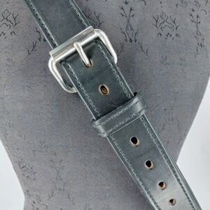 Bullhide Belts Black Leather Mens Size 54 Made In‎ The USA Silver Buckle